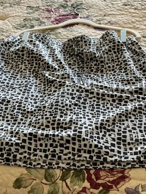 Chico's Black and White Mini Skirt with Geometric Print